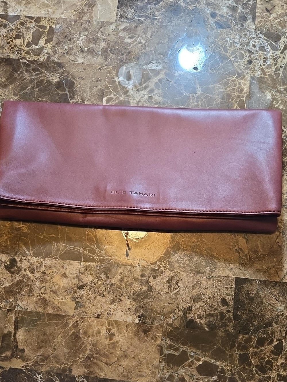 Elie Tahari Savannah Purple Fold-Over Clutch